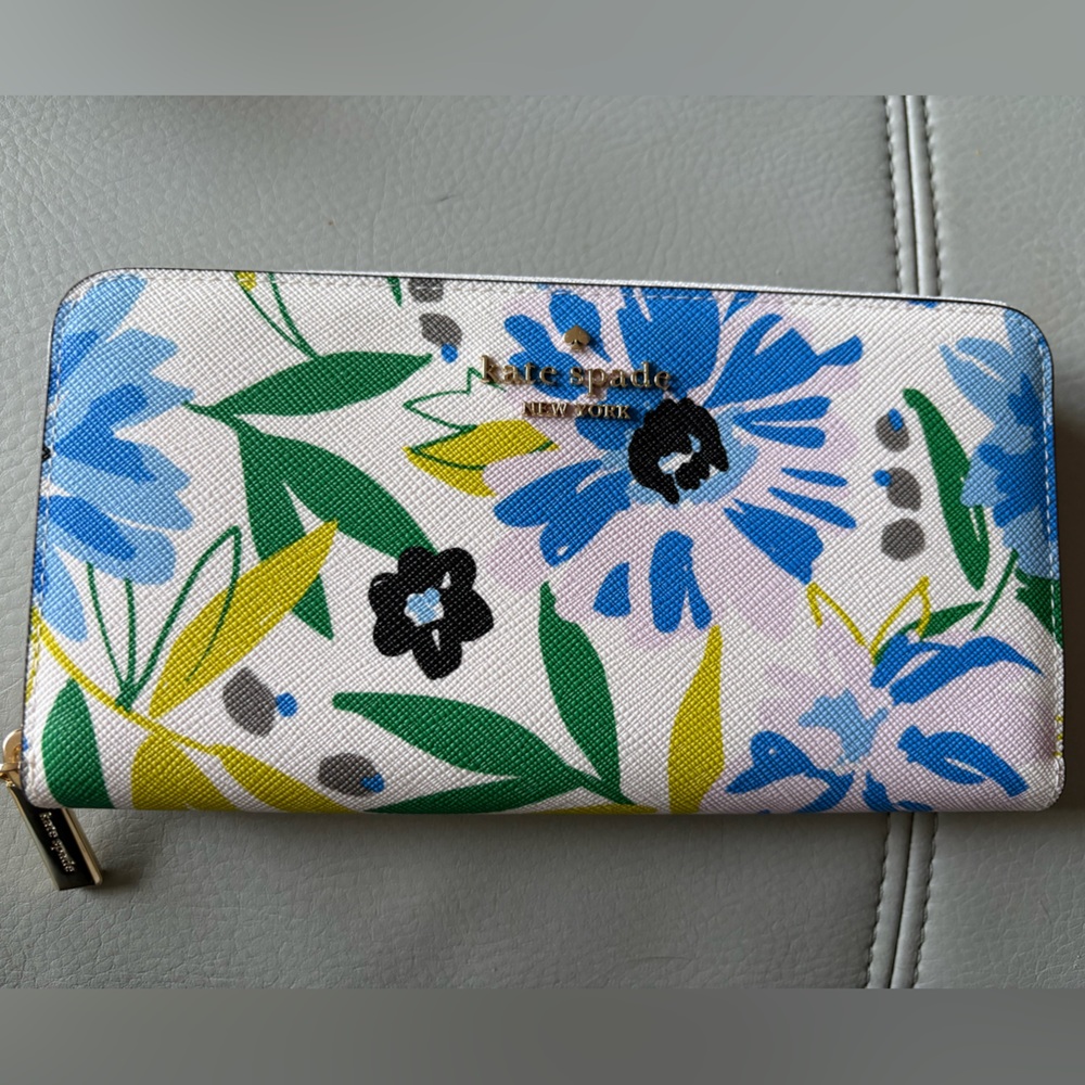 ♠️KATE SPADE Madison Floral Long Zip Around Wallet🆕